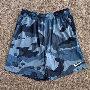Nike Men's Blue Camo Athletic Shorts